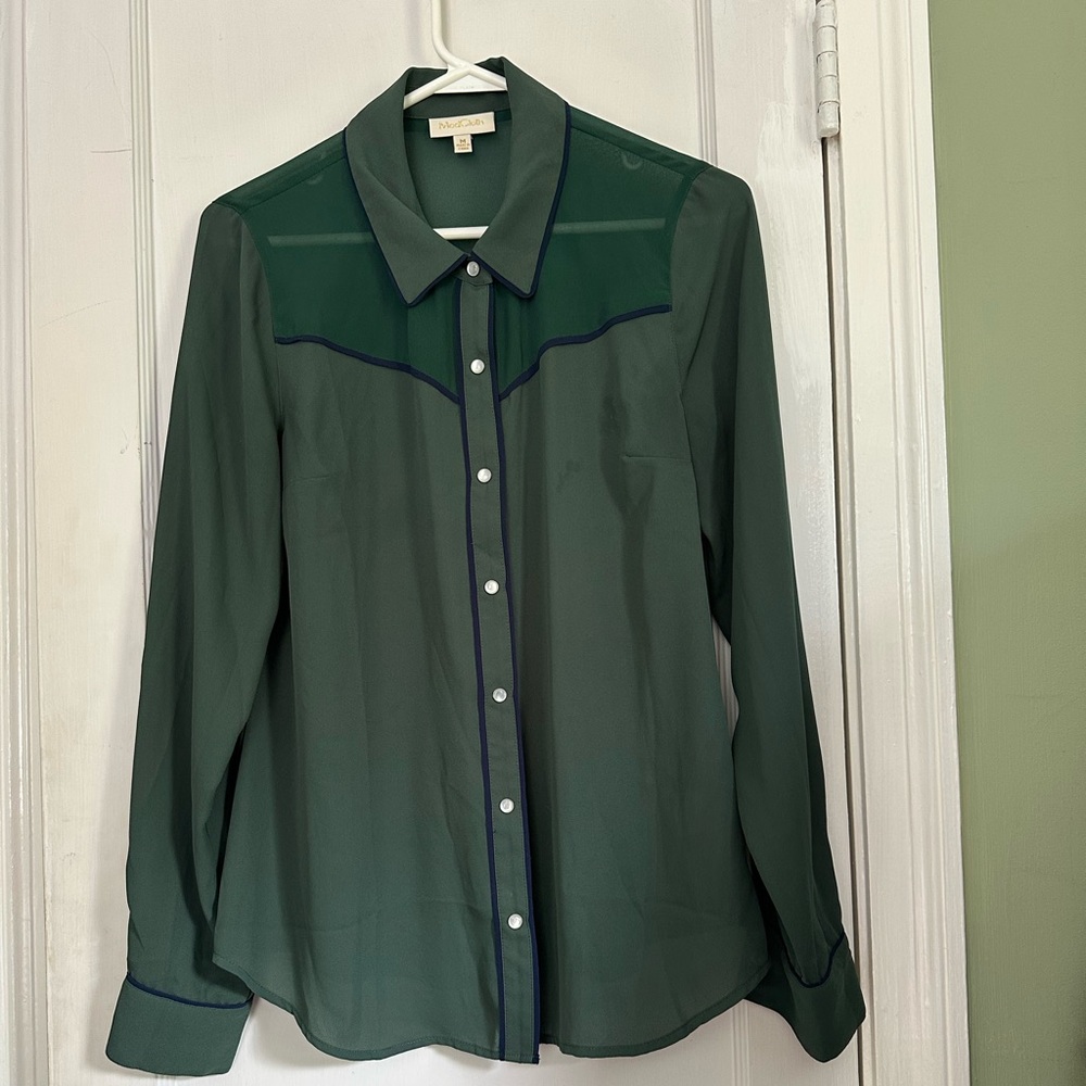 Dark Green Button-Down Shirt